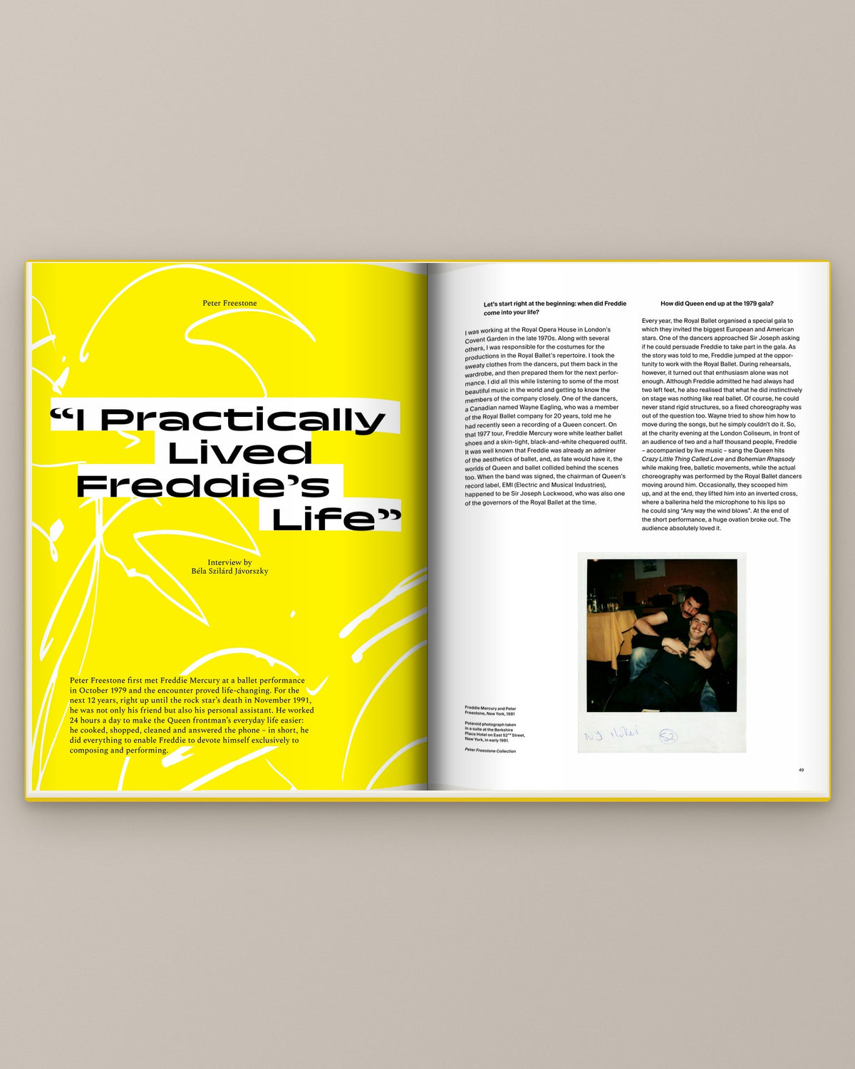 Spread from Freddie — Beyond the Curtain opening the interview with Peter Freestone, “I Practically Lived Freddie’s Life”