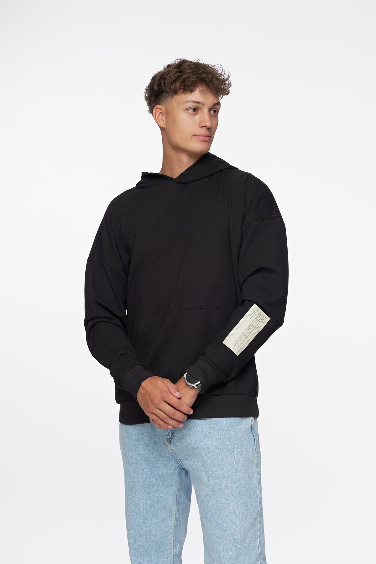 Man wearing the Japanese Hoodie, front view