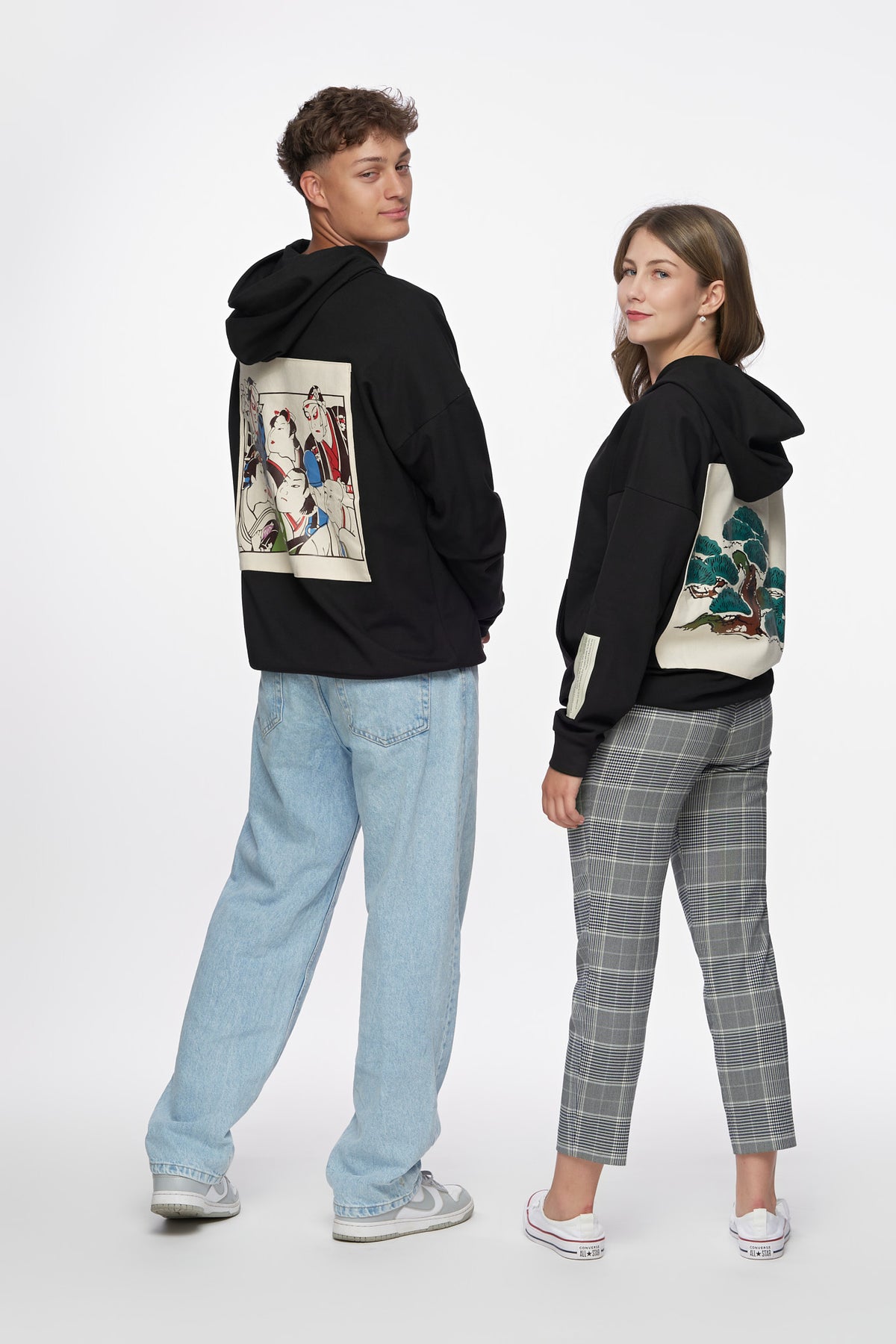 Japanese Hoodie and Tree Edition Hoodie, three-quarter back view